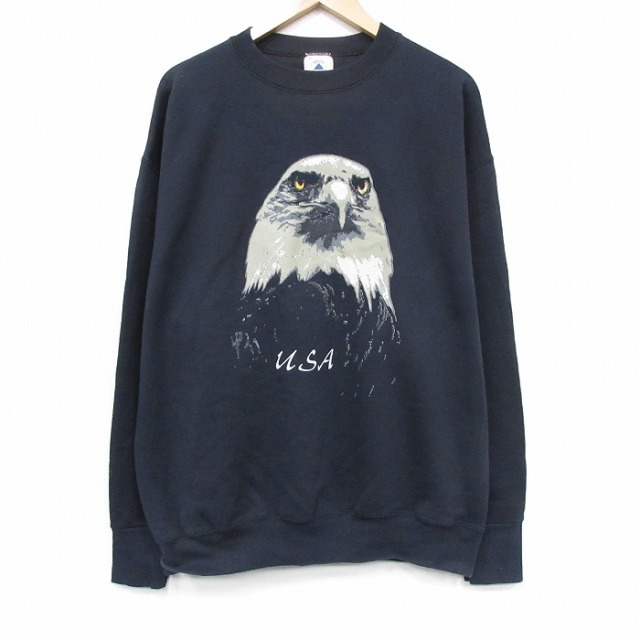 90s 長袖スウェット 鳥 ブラック メンズXL相当 | 古着