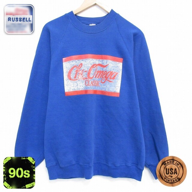 【20%OFF】90s ラグランスウェット Omega ブルー メンズL相当 | 古着