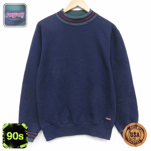 【20%OFF】ジャンスポーツ 90s 長袖スウェット モックネック ネイビー メンズM相当 | 古着