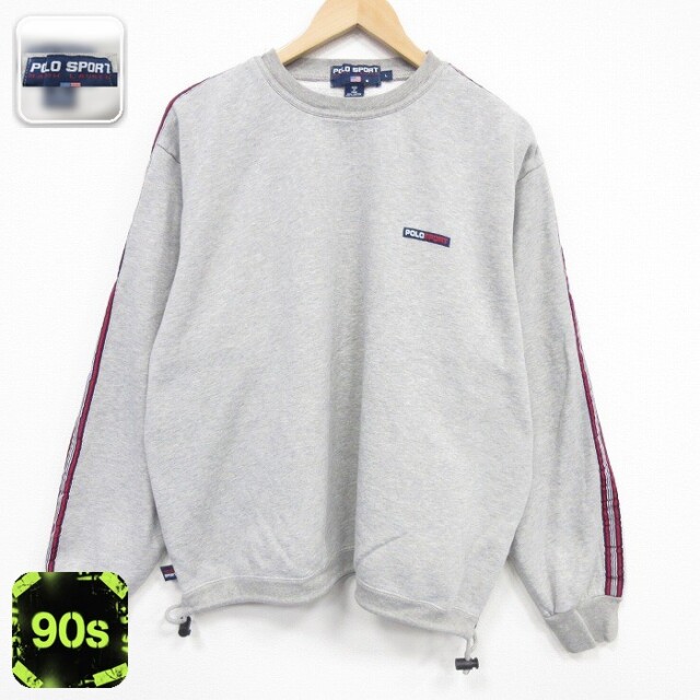 【20%OFF】ラルフローレン ポロスポーツ 90s 長袖スウェット ワンポイントロゴ グレー メンズXL相当 | 古着