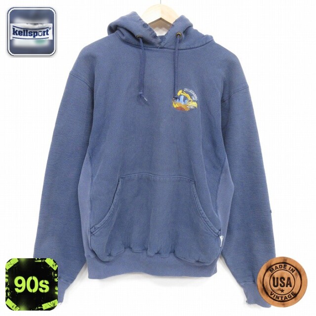【20%OFF】ケルスポーツ 90s 長袖スウェットパーカー ショベルカー ネイビー メンズXL相当 | 古着