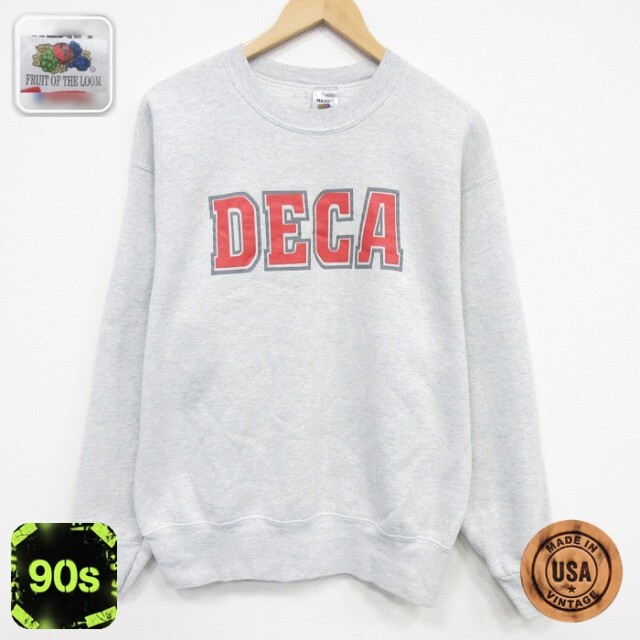 【20%OFF】フルーツオブザルーム 90s 長袖スウェット DECA グレー メンズL相当 | 古着