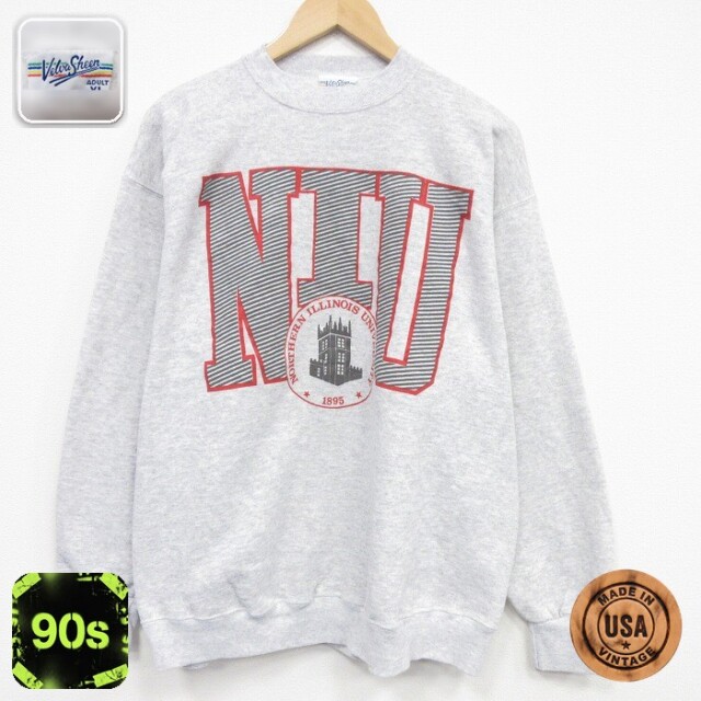 NIU 90s 長袖スウェット カレッジ グレー メンズXL相当 | 古着