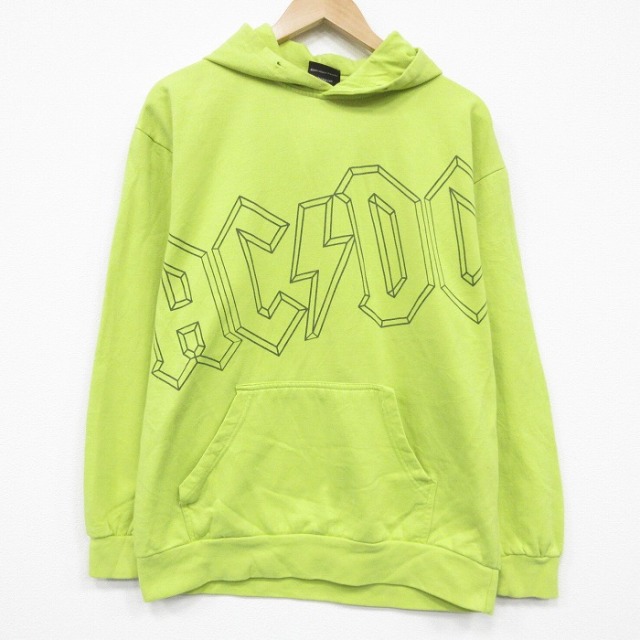 AC/DC 長袖スウェットパーカー 黄緑 メンズL相当 | 古着