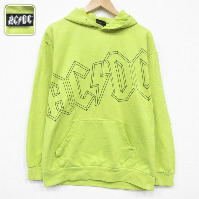 【20%OFF】AC/DC 長袖スウェットパーカー 黄緑 メンズL相当 | 古着