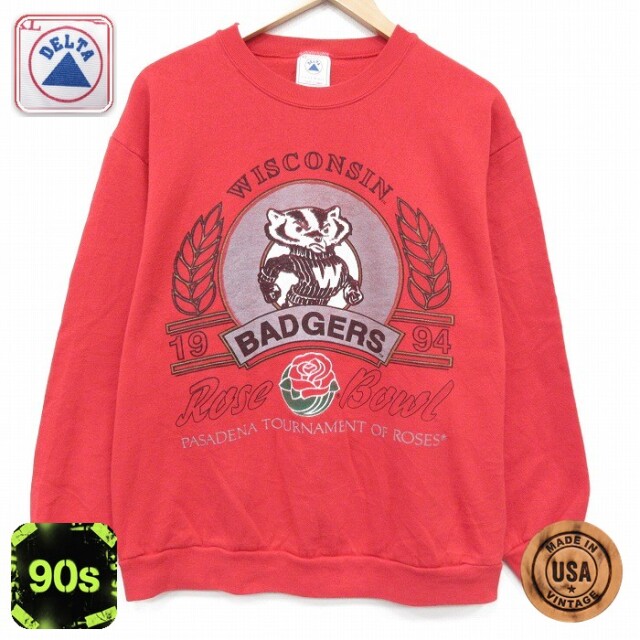 【20%OFF】ウィスコンシンバジャーズ 90s 長袖スウェット レッド メンズL相当 | 古着