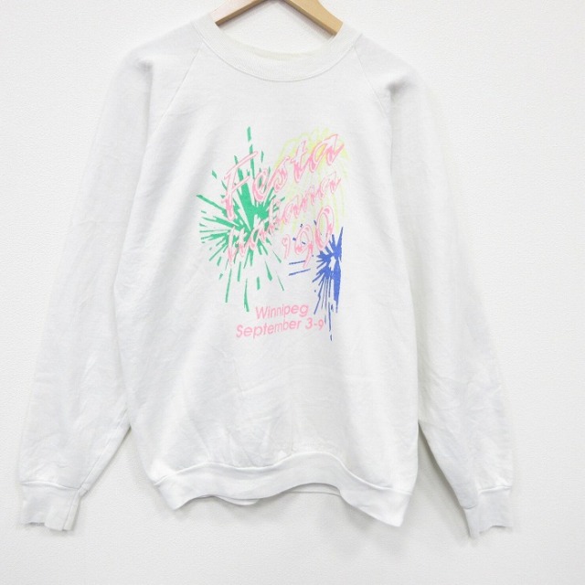 フルーツオブザルーム 90s 長袖スウェット 花火 ホワイト メンズL相当 | 古着