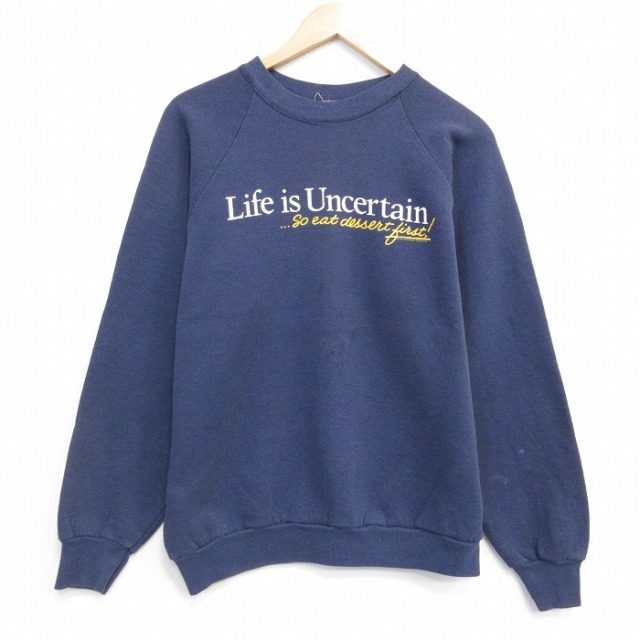 フルーツオブザルーム 80s 長袖スウェット Life ネイビー メンズM相当 | 古着