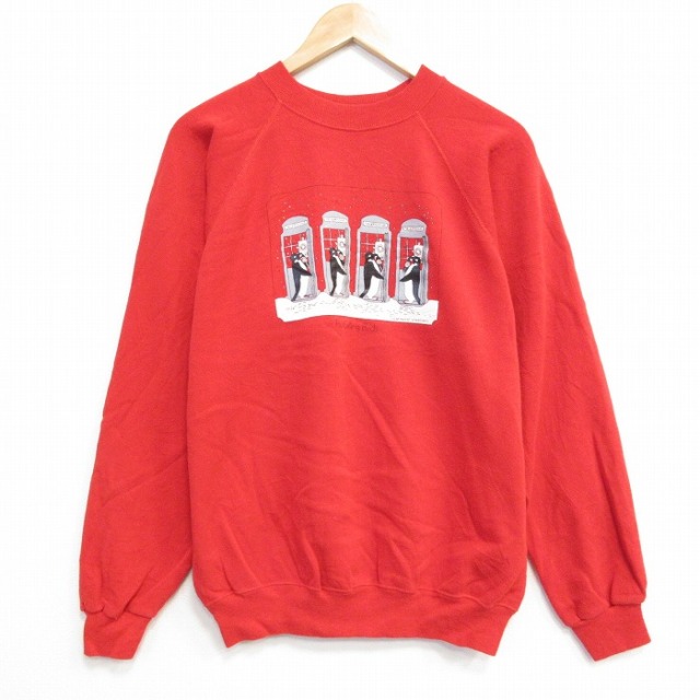 ヘインズ 80s 長袖スウェット ペンギン レッド M | 古着