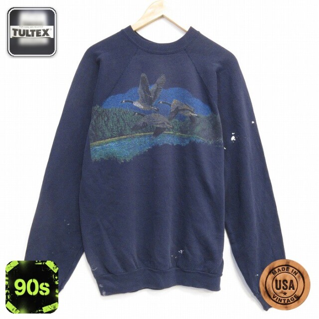 【20%OFF】TULTEX 90s ラグランスウェット 鳥 ネイビー メンズL相当 | 古着