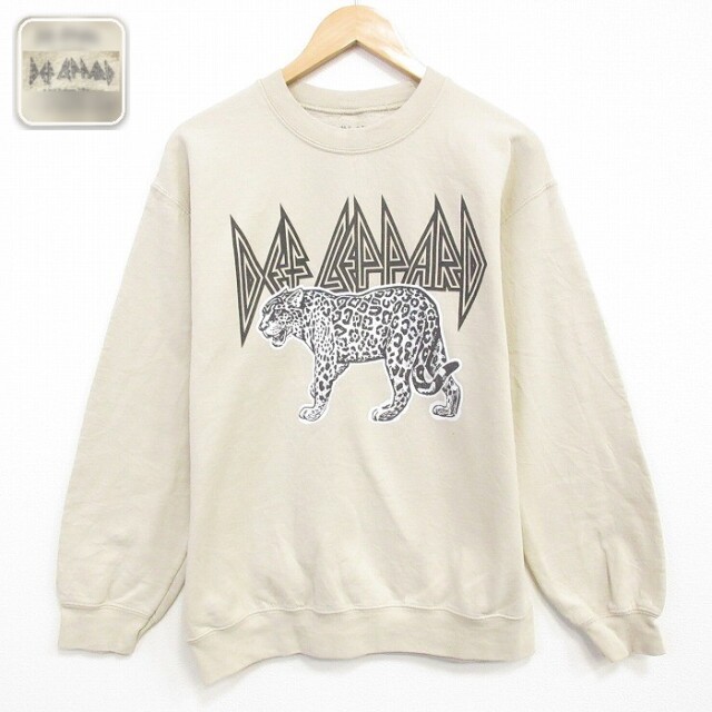 【20%OFF】デフレパード 長袖スウェット ベージュ メンズM相当 | 古着