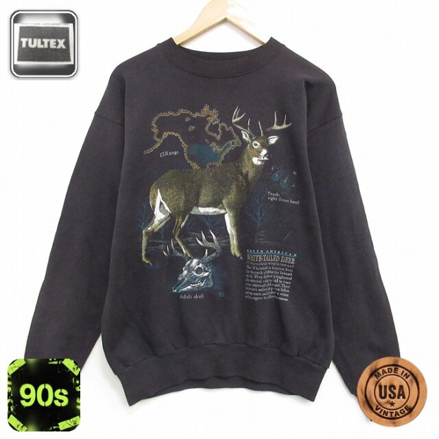 【20%OFF】90s 長袖スウェット シカ ブラック メンズL相当 | 古着