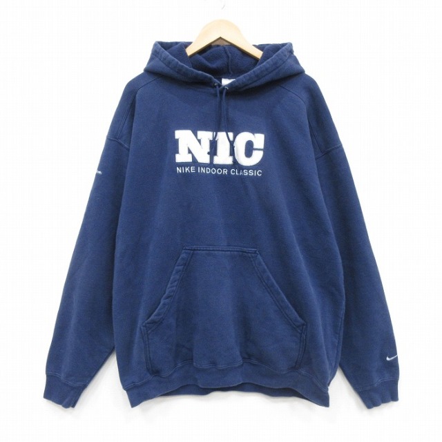 ナイキ 00s 長袖スウェットパーカー NIC ネイビー メンズXL相当 | 古着