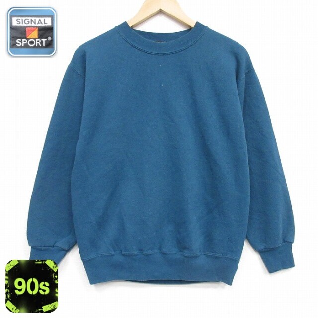【20%OFF】SIGNAL 90s 長袖スウェット 無地 グリーン メンズM相当 | 古着