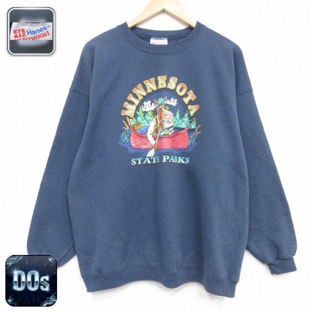 【20%OFF】ヘインズ 00s 長袖スウェット ミネソタ ネイビー メンズXL相当 | 古着