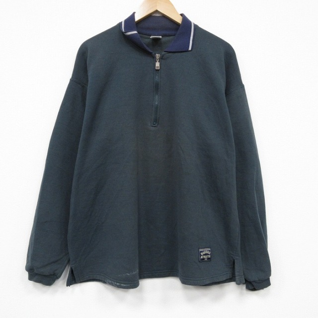 ラッセル 90s 長袖ハーフジップスウェット 濃緑 メンズXL相当 | 古着