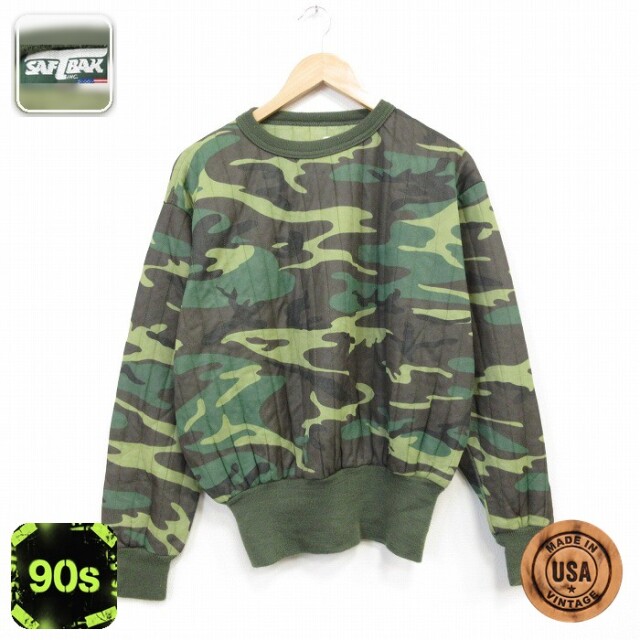 【20%OFF】SAFTBAK 90s 長袖トップス ウッドランドカモ グリーン メンズXL相当 | 古着
