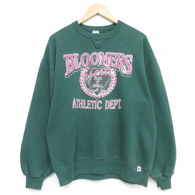ラッセル 90s 長袖スウェット BLOOMERS グリーン メンズL相当 | 古着