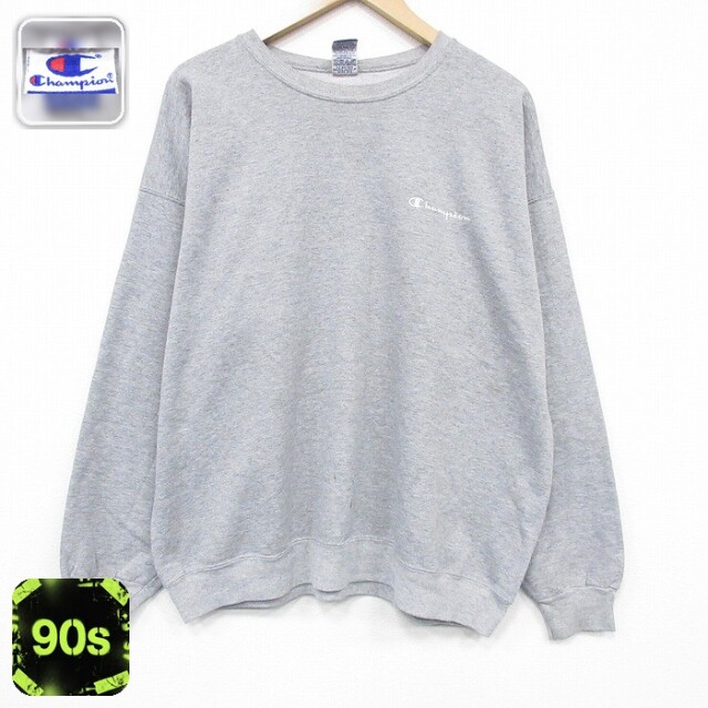 【20%OFF】チャンピオン 90s 長袖スウェット ワンポイントロゴ グレー メンズXL相当 | 古着