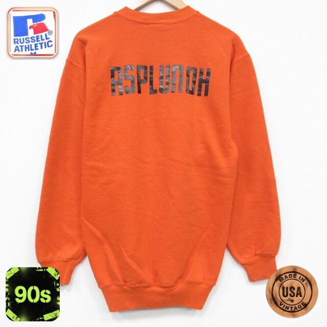 【20%OFF】ラッセル 90s 長袖スウェット ASPLUNDH オレンジ メンズM相当 | 古着