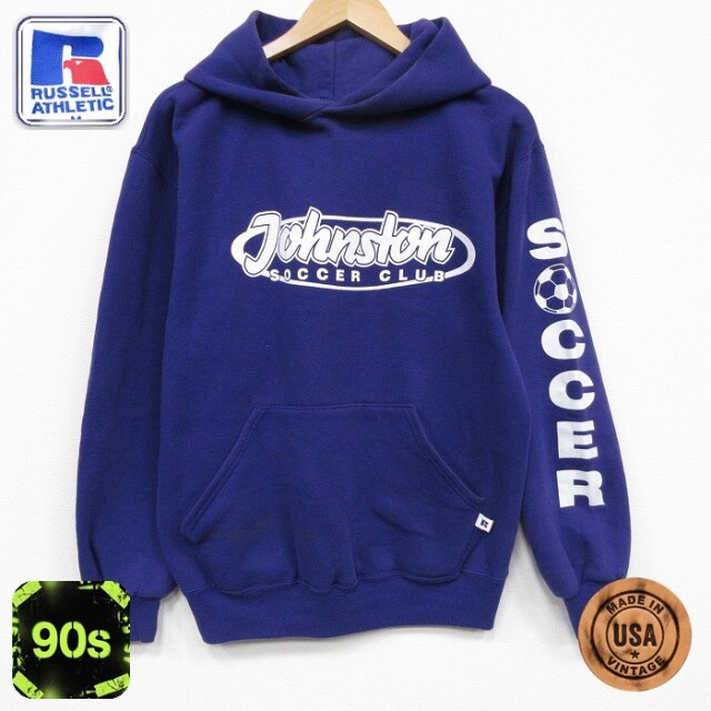 【20%OFF】ラッセル 90s 長袖パーカー サッカークラブ パープル メンズM相当 | 古着