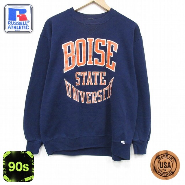 【20%OFF】ラッセル 90s 長袖スウェット BOISE ネイビー メンズL相当 | 古着