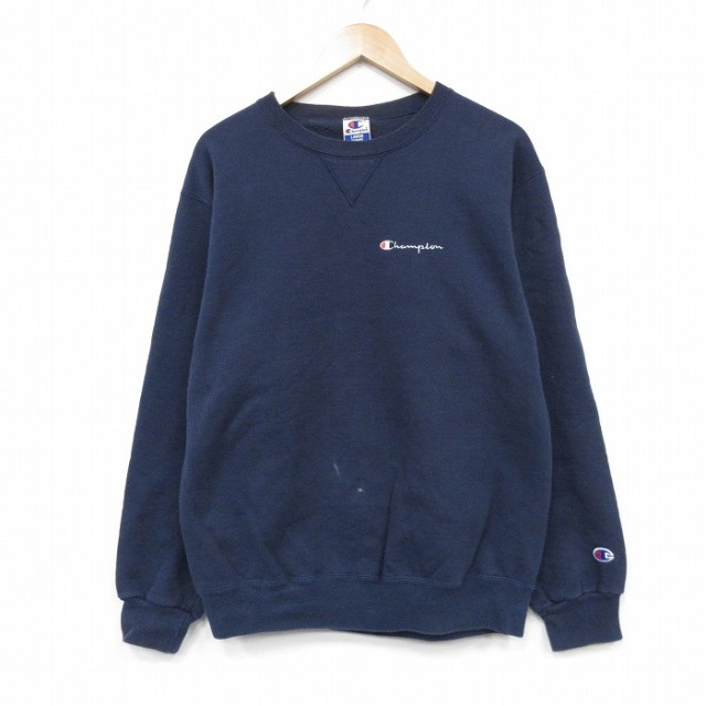 チャンピオン 90s 長袖スウェット ワンポイントロゴ ネイビー メンズL相当 | 古着