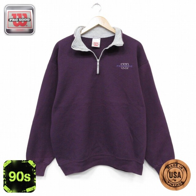 【20%OFF】ウィルソン 90s 長袖スウェット ワンポイントロゴ パープル メンズL相当 | 古着