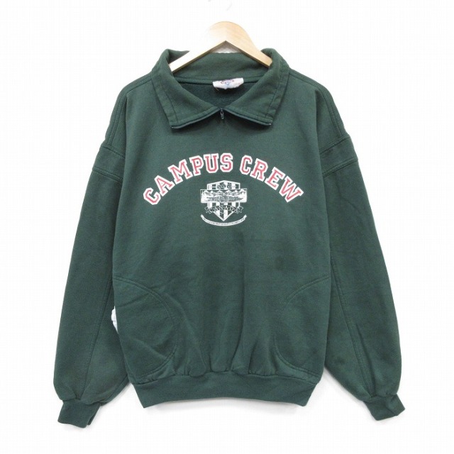 古着通販 XL☆古着 長袖 ハーフジップ スウェット メンズ 80年代 80s