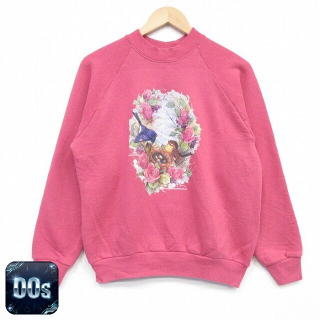 【20%OFF】00s ラグランスウェット 鳥 ピンク メンズM相当 | 古着