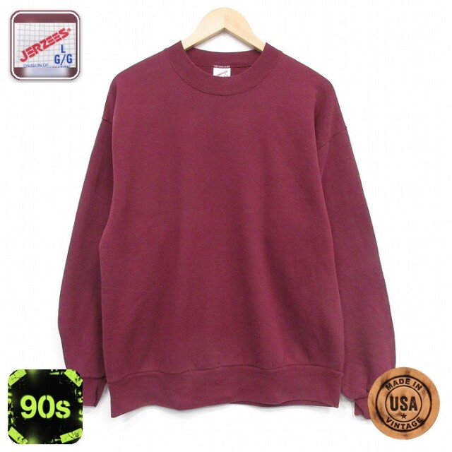 【20%OFF】ジャージーズ 90s 長袖スウェット バーガンディ メンズL相当 | 古着