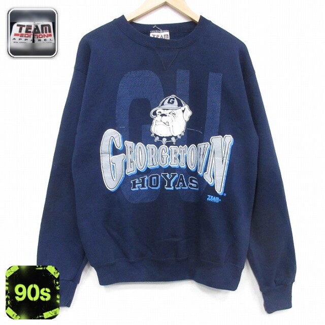 【20%OFF】90s 長袖スウェット ジョージタウンホーカーズ ネイビー メンズM相当 | 古着