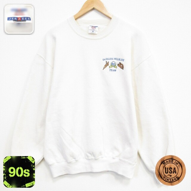 【20%OFF】ジャージーズ 90s 長袖スウェット シカ 生成り ベージュ メンズL相当 | 古着