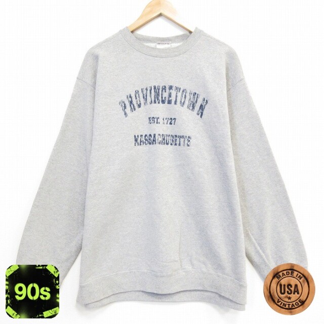 【20%OFF】90s 長袖スウェット マサチューセッツ グレー メンズXL相当 | 古着