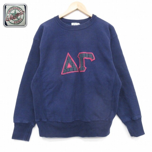 【20%OFF】ギリシャ文字 90s 長袖スウェット リバースタイプ ネイビー メンズXL相当 | 古着
