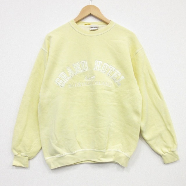 90s 長袖スウェット グランドホテル刺繍 イエロー メンズL相当 | 古着