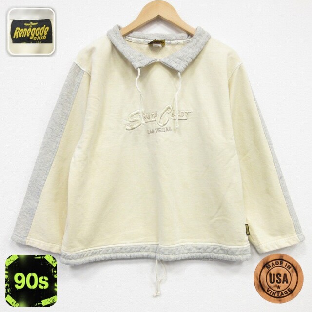 【20%OFF】90s 長袖スウェット サウスコースト刺繍 イエロー メンズL相当 | 古着