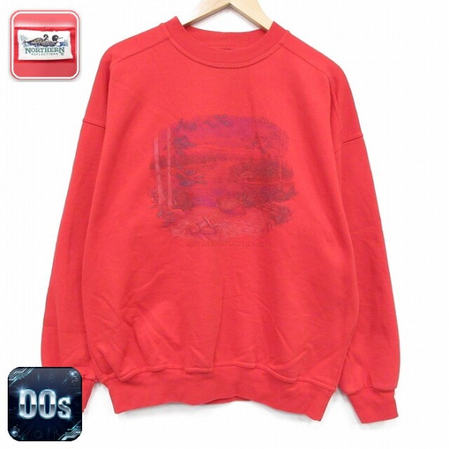 【20%OFF】NORTHERN REFLECTIONS 00s 長袖スウェット 湖 レッド メンズL相当 | 古着