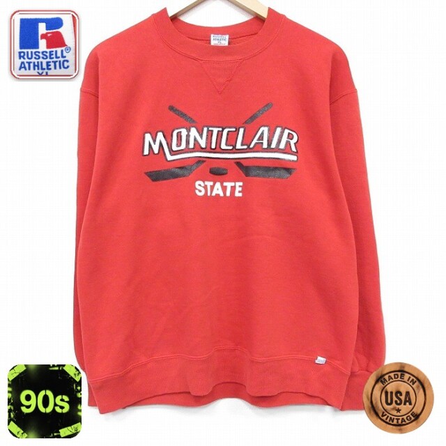【20%OFF】ラッセル 90s 長袖スウェット ホッケー レッド メンズL相当 | 古着