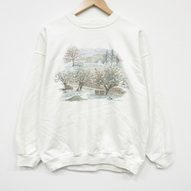 NORTHERN REFLECTIONS 00s 長袖スウェット 木 ホワイト メンズL相当 | 古着