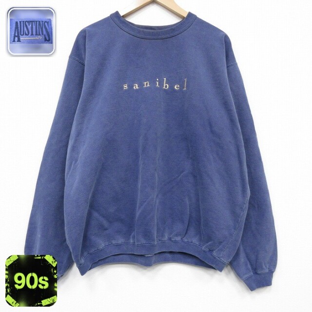 【20%OFF】sanibel 90s 長袖スウェット 刺繍 ネイビー メンズXL相当 | 古着