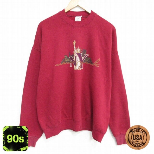 【20%OFF】ニューヨーク 90s 長袖スウェット バーガンディ メンズXL相当 | 古着