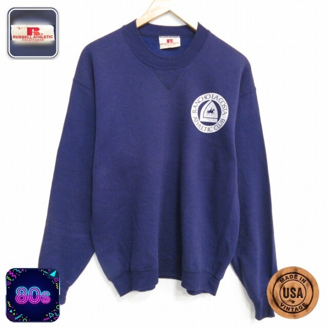 【20%OFF】ラッセル 80s 長袖スウェット RANCHO ネイビー メンズL相当 | 古着