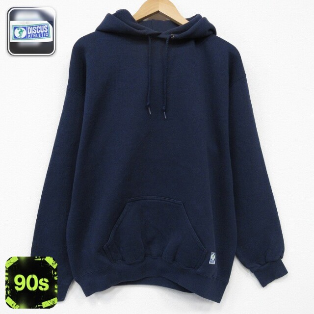 【20%OFF】ディスカス 90s 長袖パーカー ネイビー メンズL相当 | 古着