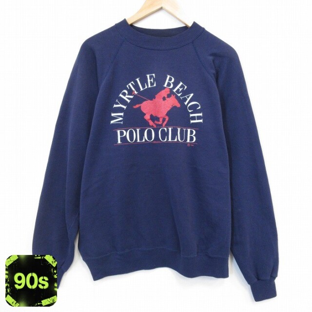 ポロクラブ 90s ラグランスウェット ネイビー メンズXL相当 | 古着