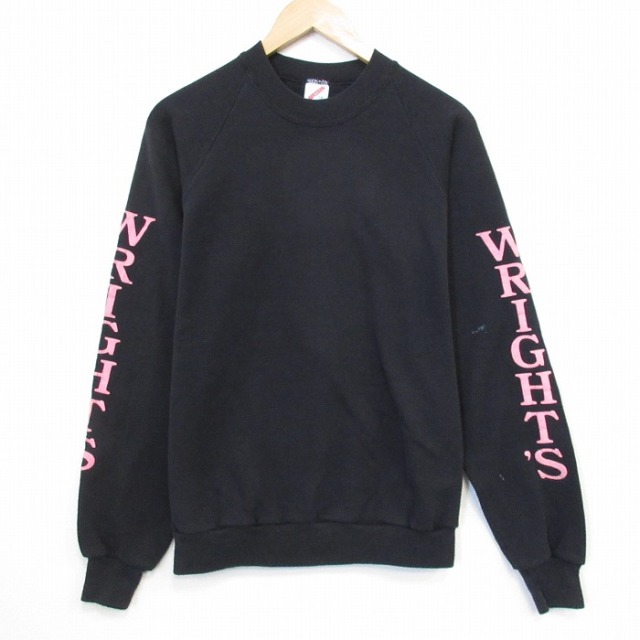 80s ラグランスウェット WRIGHTS ブラック メンズM相当 | 古着