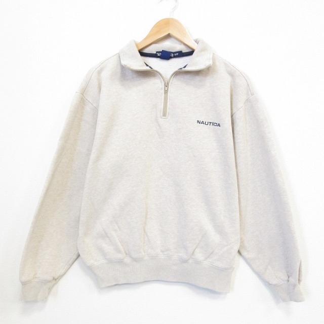 ノーティカ 90s 長袖スウェット ワンポイントロゴ ベージュ メンズL相当 | 古着