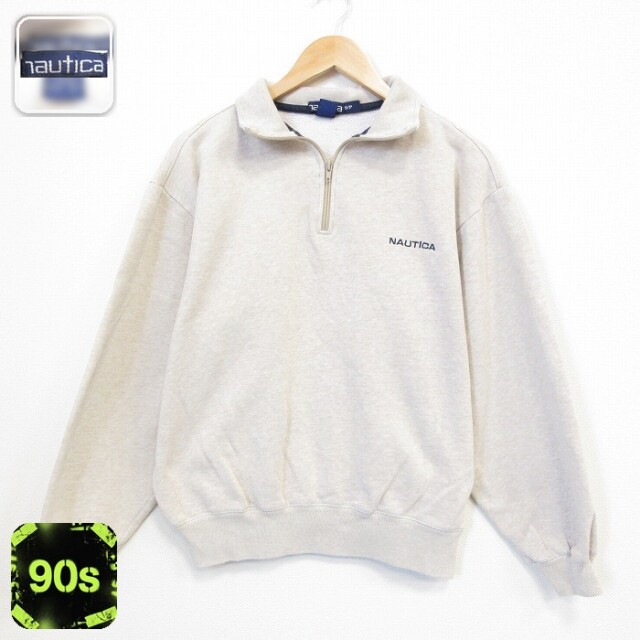 【20%OFF】ノーティカ 90s 長袖スウェット ワンポイントロゴ ベージュ メンズL相当 | 古着