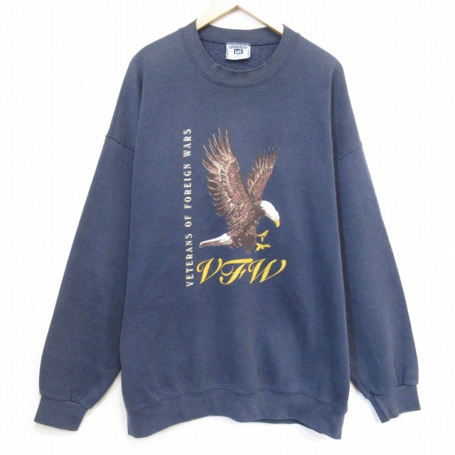 リー 90s 長袖スウェット 鳥 ネイビー メンズXL相当 | 古着