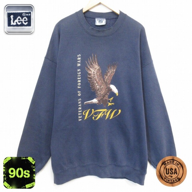 【20%OFF】リー 90s 長袖スウェット 鳥 ネイビー メンズXL相当 | 古着